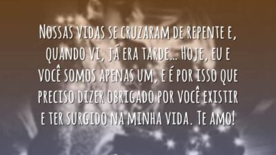 Nossas vidas se cruzaram de repente e, quando vi, já era tarde…&hellip;