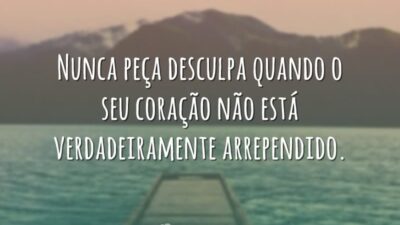 Nunca peça desculpa quando o seu coração não está verdadeiramente arrependido.