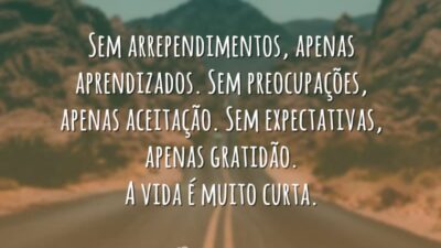 Sem arrependimentos, apenas aprendizados. Sem preocupações, apenas aceitação. Sem expectativas, apenas gratidão.&hellip;