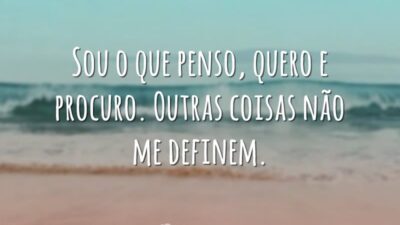 Sou o que penso, quero e procuro. Outras coisas não me definem.