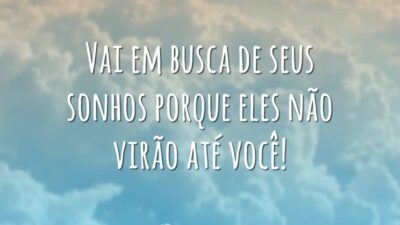 Vai em busca de seus sonhos porque eles não virão até você!