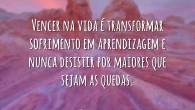 Vencer na vida é transformar sofrimento em aprendizagem e nunca desistir por&hellip;