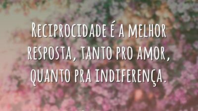 Reciprocidade é a melhor resposta, tanto pro amor, quanto pra indiferença.