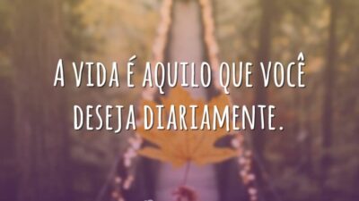 A vida é aquilo que você deseja diariamente.