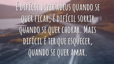 É difícil dizer adeus quando se quer ficar, é difícil sorrir quando&hellip;