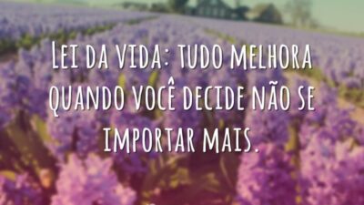 Lei da vida: tudo melhora quando você decide não se importar mais.