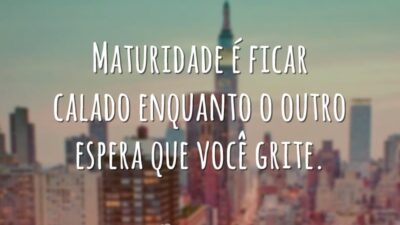 Maturidade é ficar calado enquanto o outro espera que você grite.