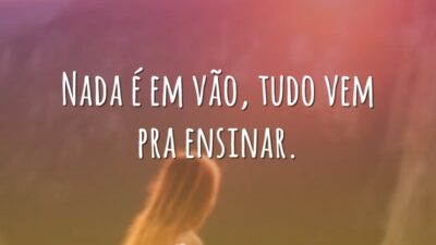 Nada é em vão, tudo vem pra ensinar.