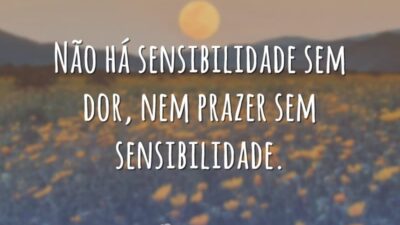 Não há sensibilidade sem dor, nem prazer sem sensibilidade.