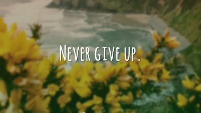 Never give up. (Nunca desista.)