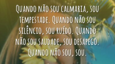 Quando não sou calmaria, sou tempestade. Quando não sou silêncio, sou ruído.&hellip;