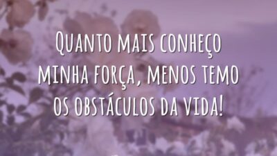 Quanto mais conheço minha força, menos temo os obstáculos da vida!