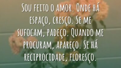 Sou feito o amor. Onde há espaço, cresço. Se me sufocam, padeço.&hellip;