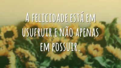 A felicidade está em usufruir e não apenas em possuir.