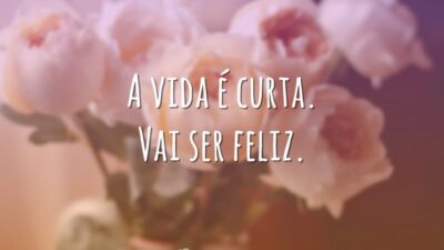 A vida é curta. Vai ser feliz.