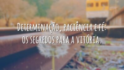 Determinação, paciência e fé: os segredos para a vitória.