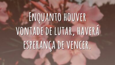 Enquanto houver vontade de lutar, haverá esperança de vencer.