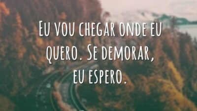 Eu vou chegar onde eu quero. Se demorar, eu espero.