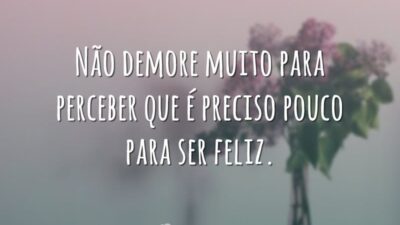 Não demore muito para perceber que é preciso pouco para ser feliz.