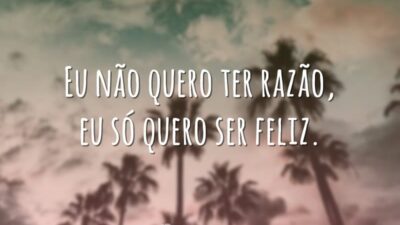 Eu não quero ter razão, eu só quero ser feliz.