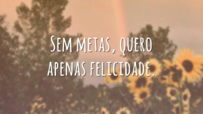 Sem metas, quero apenas felicidade.