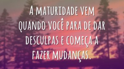 A maturidade vem quando você para de dar desculpas e começa a&hellip;