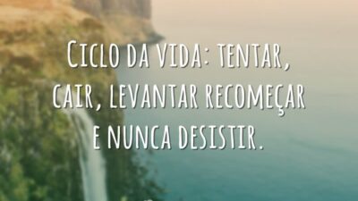 Ciclo da vida: tentar, cair, levantar recomeçar e nunca desistir.