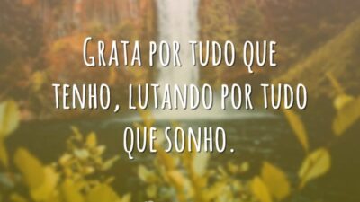 Grata por tudo que tenho, lutando por tudo que sonho.
