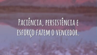 Paciência, persistência e esforço fazem o vencedor.
