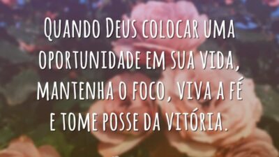 Quando Deus colocar uma oportunidade em sua vida, mantenha o foco, viva&hellip;
