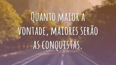 Quanto maior a vontade, maiores serão as conquistas.