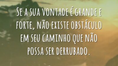 Se a sua vontade é grande e forte, não existe obstáculo em&hellip;