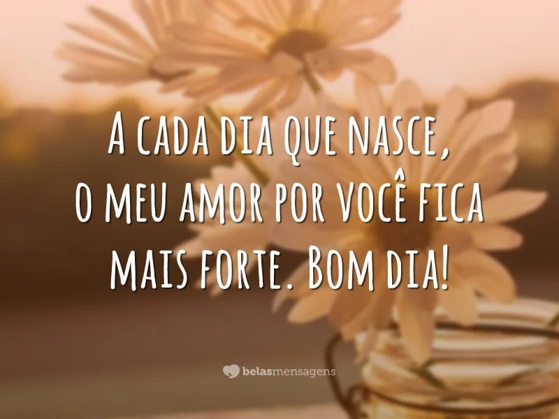 A cada dia que nasce, o meu amor por você fica mais forte. Bom dia!