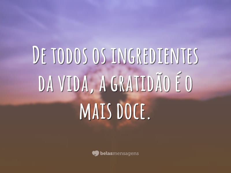 De todos os ingredientes da vida, a gratidão é o mais doce.