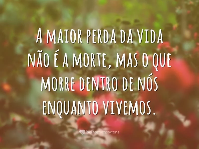 A maior perda da vida não é a morte, mas o que morre dentro de nós enquanto vivemos.