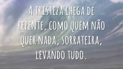 A tristeza chega de repente, como quem não quer nada, sorrateira, levando&hellip;
