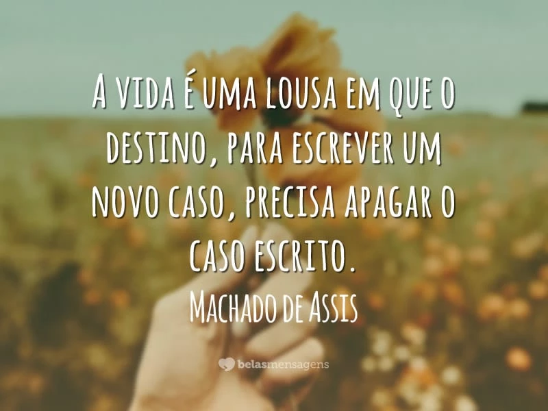 A vida é uma lousa em que o destino, para escrever um novo caso, precisa apagar o caso escrito.