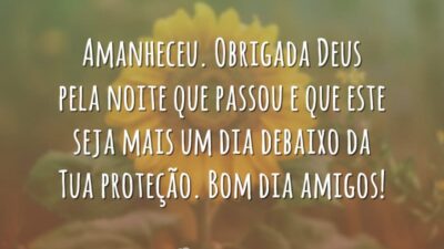 Amanheceu. Obrigada Deus pela noite que passou e que este seja mais um dia debaixo da Tua proteção. Bom dia amigos!