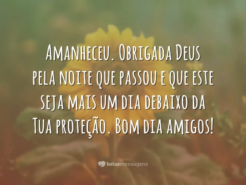 Amanheceu. Obrigada Deus pela noite que passou e que este seja mais um dia debaixo da Tua proteção. Bom dia amigos!