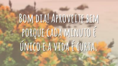 Bom dia! Aproveite bem porque cada minuto é único e a vida é curta.