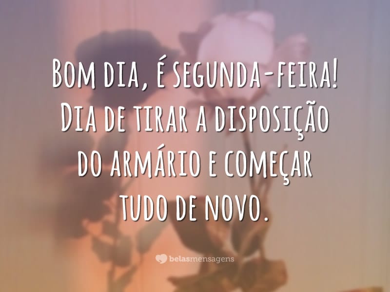 Bom dia, é segunda-feira! Dia de tirar a disposição do armário e começar tudo de novo.