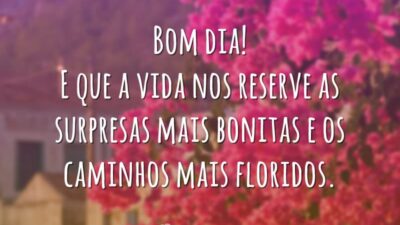 Bom dia! E que a vida nos reserve as surpresas mais bonitas e os caminhos mais floridos.
