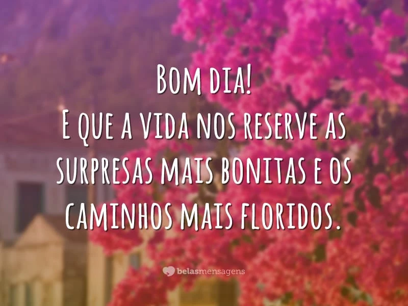 Bom dia! E que a vida nos reserve as surpresas mais bonitas e os caminhos mais floridos.