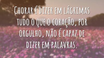 Chorar é dizer em lágrimas tudo o que o coração, por orgulho,&hellip;
