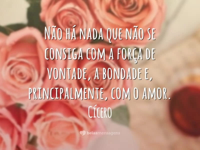 Não há nada que não se consiga com a força de vontade, a bondade e, principalmente, com o amor.