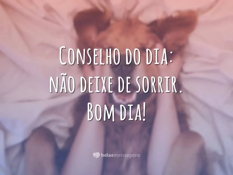 Conselho do dia: não deixe de sorrir. Bom dia!