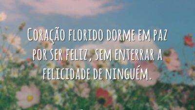 Coração florido dorme em paz por ser feliz, sem enterrar a felicidade de ninguém.