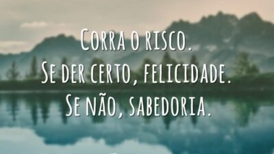 Corra o risco. Se der Certo, felicidade. Se não, sabedoria.