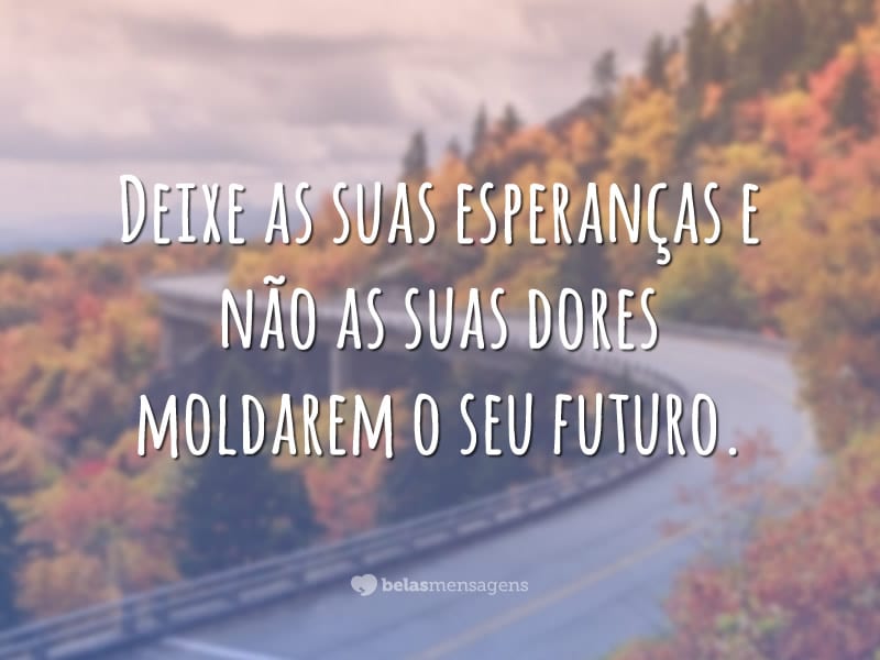 Deixe as suas esperanças e não as suas dores moldarem o seu futuro.