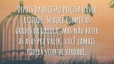 Depois da decisão precisa haver atitude. Se você romper as grades da gaiola, mas não bater as asas pra valer, você jamais poderá voar de verdade.
